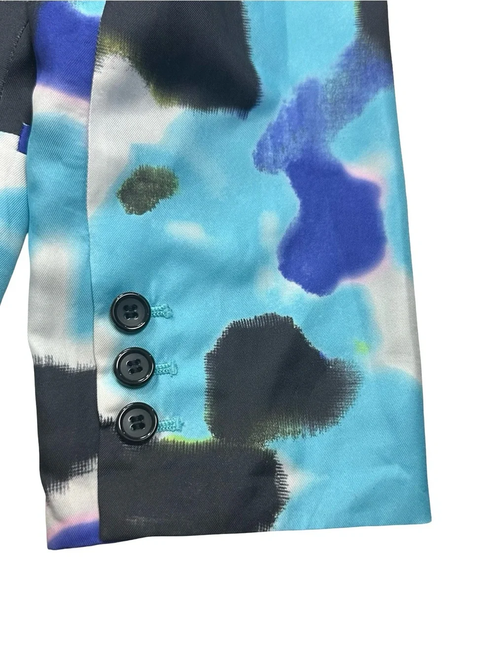 The Limited Blazer Women Blue Black Abstract Watercolor Spray Paint Jacket Sz XS